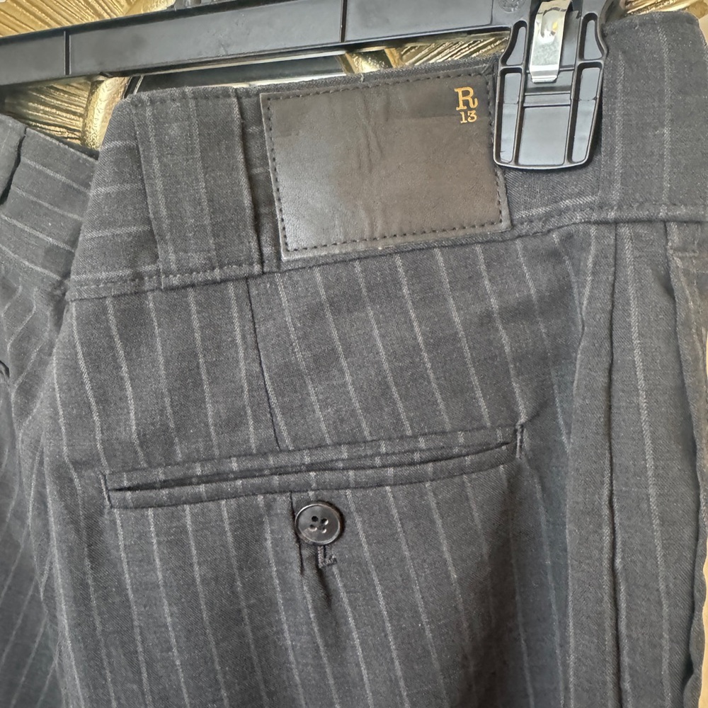 R13 Grey Pinstripe Stretch Wool Pants Size 29 - Picture 4 of 6